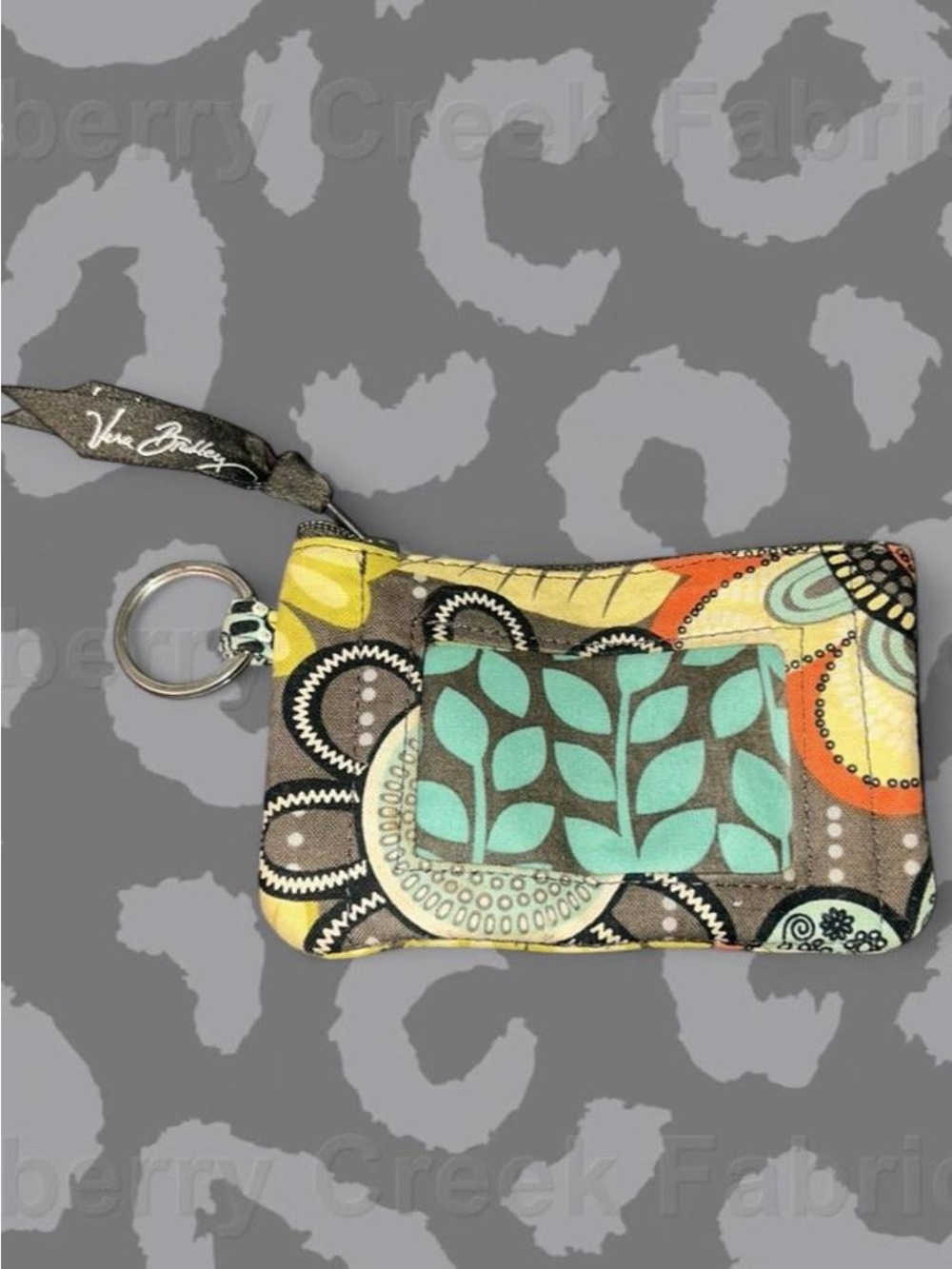 Vera Bradley Multi-Color Floral Zip Wristlet with Key Ring